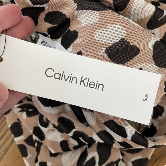 Calvin Klein Women S Animal Print Elastic Waist Tie Gather Sides Midi Skirt NWT - Picture 7 of 9